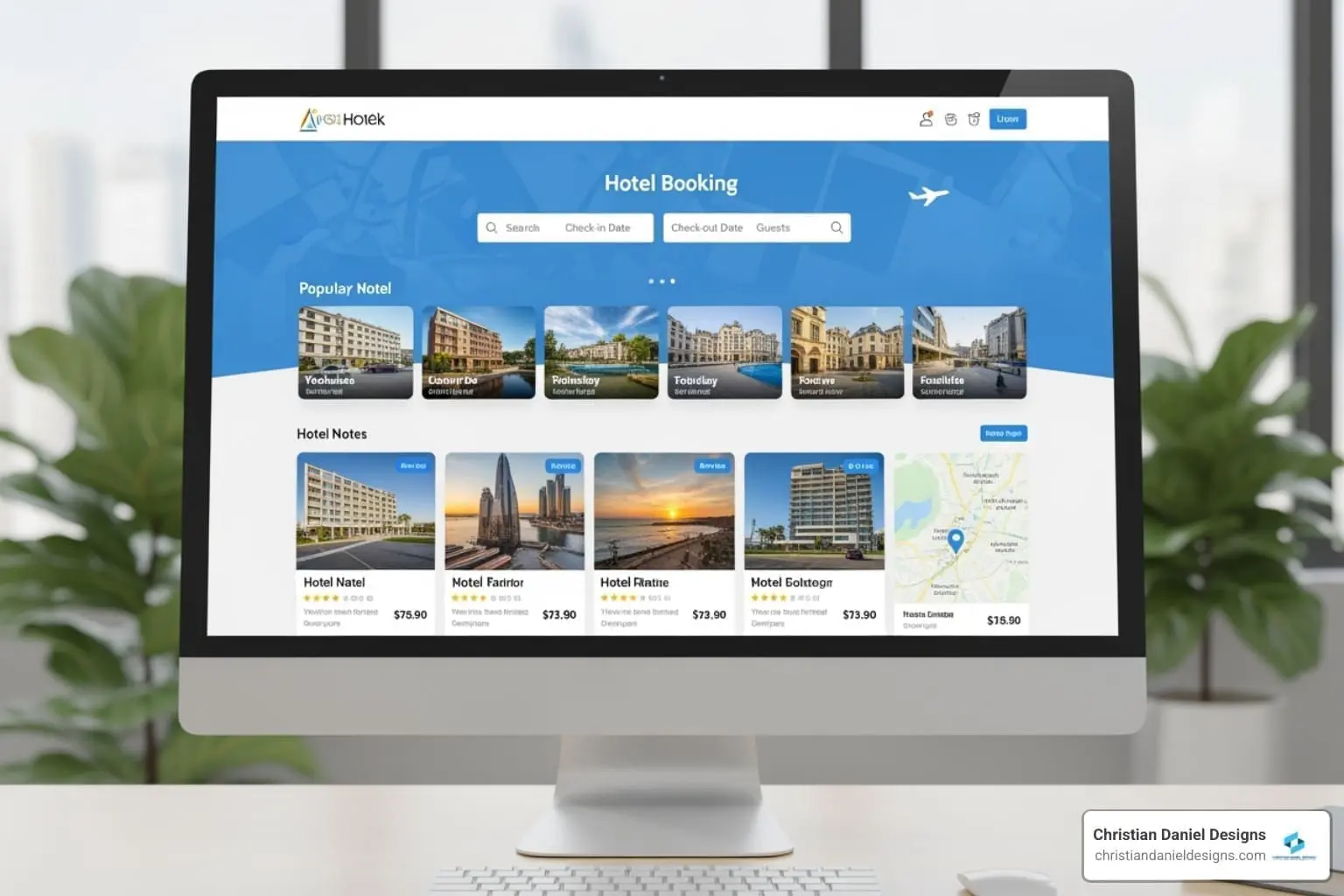 Hotel booking website design by NYC web designer Christian Daniel Designs.