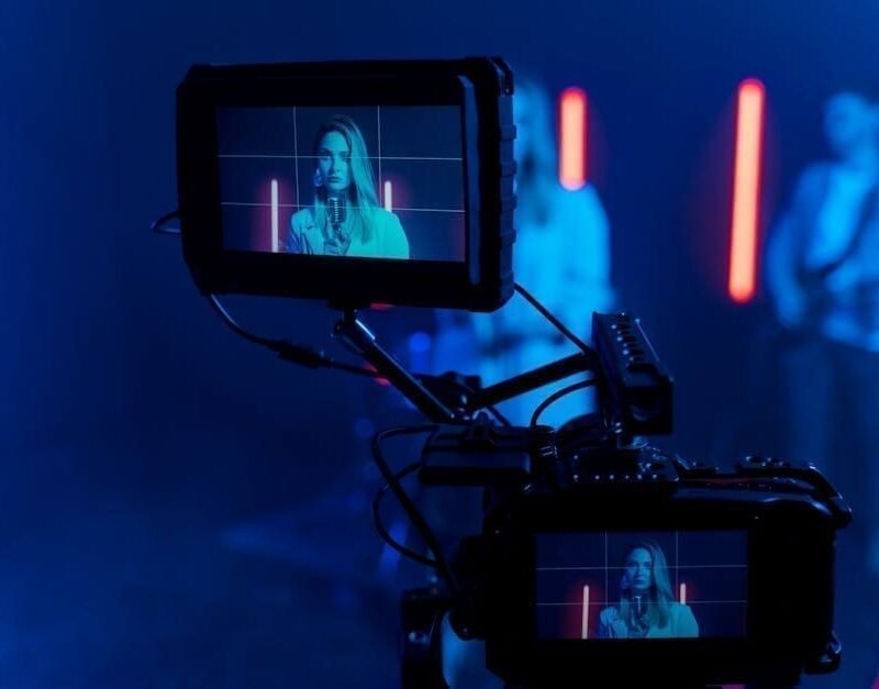 NYC video editor filming music video with professional camera setup