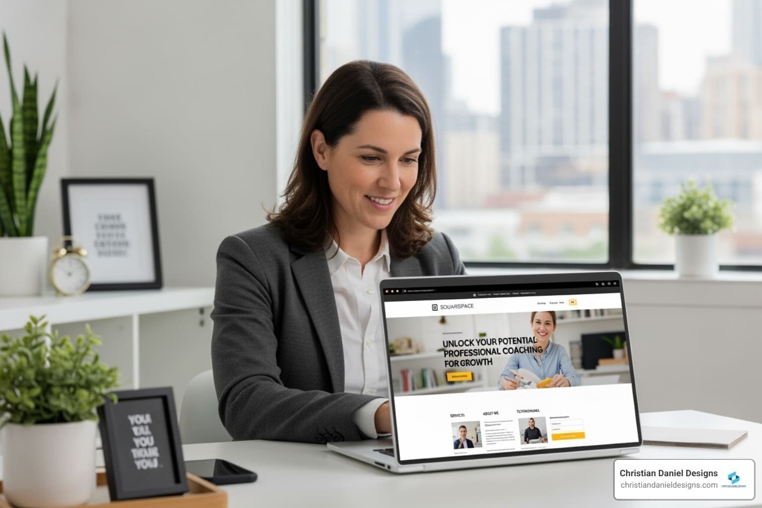 NYC web designer working on Squarespace coaching website design.